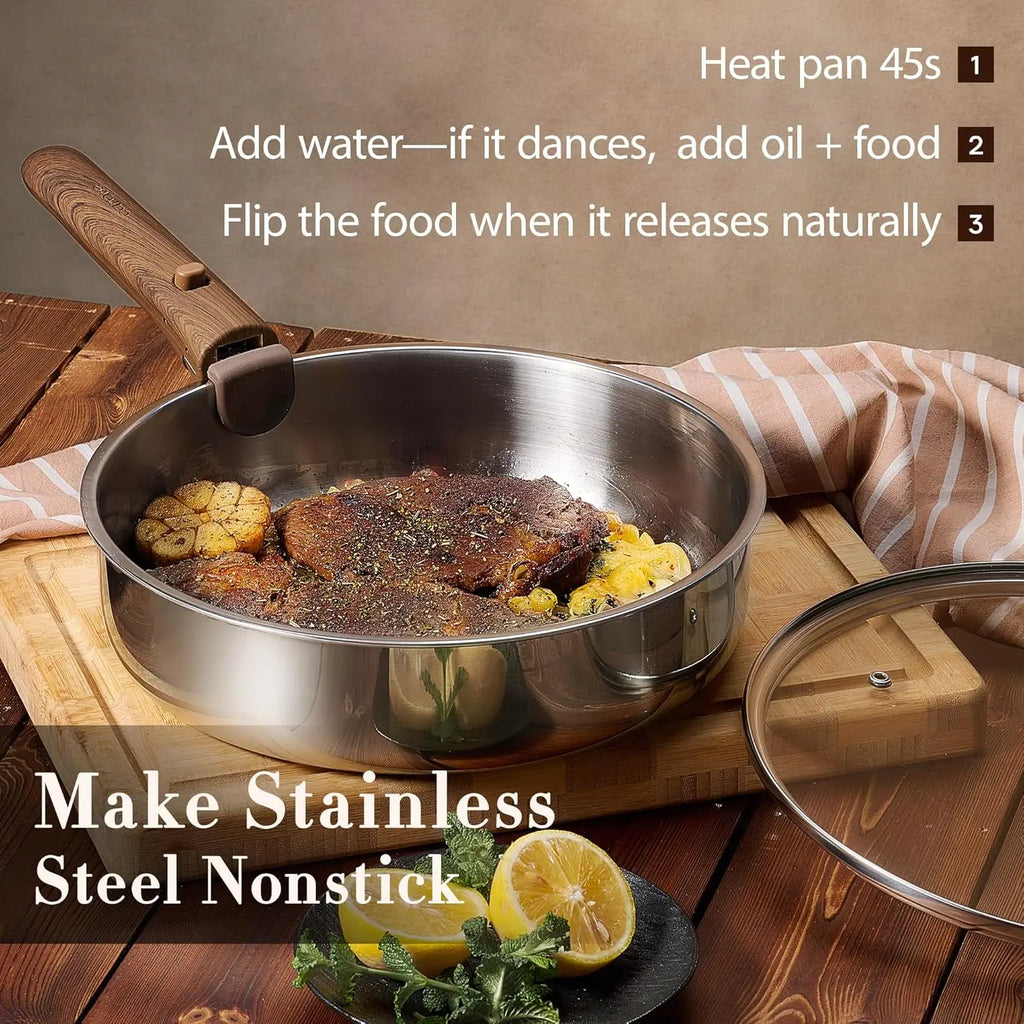 19pcs Stainless Steel Cookware Set with Detachable Handle