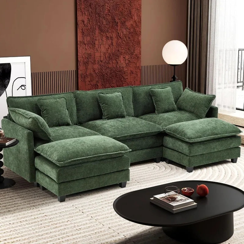 U-Shaped Modern Sofa with 2 Ottoman