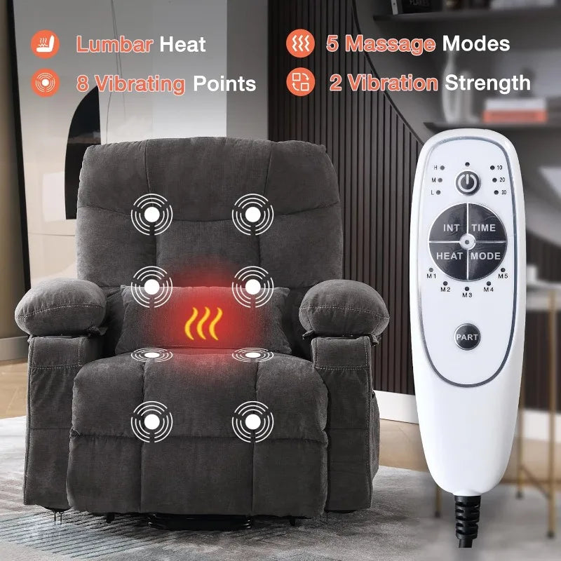 Electric Vibration Massage and Lumbar Heating Recliner