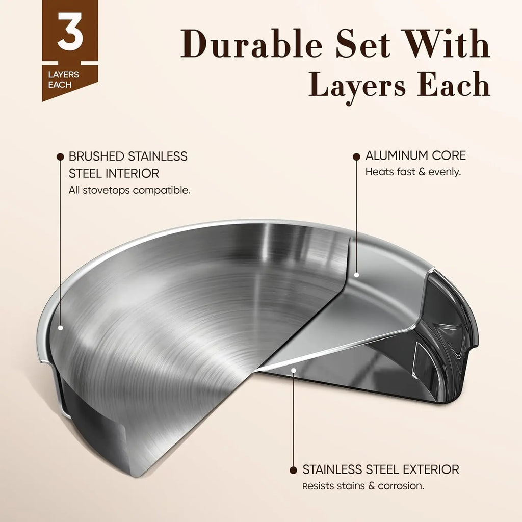 19pcs Stainless Steel Cookware Set with Detachable Handle