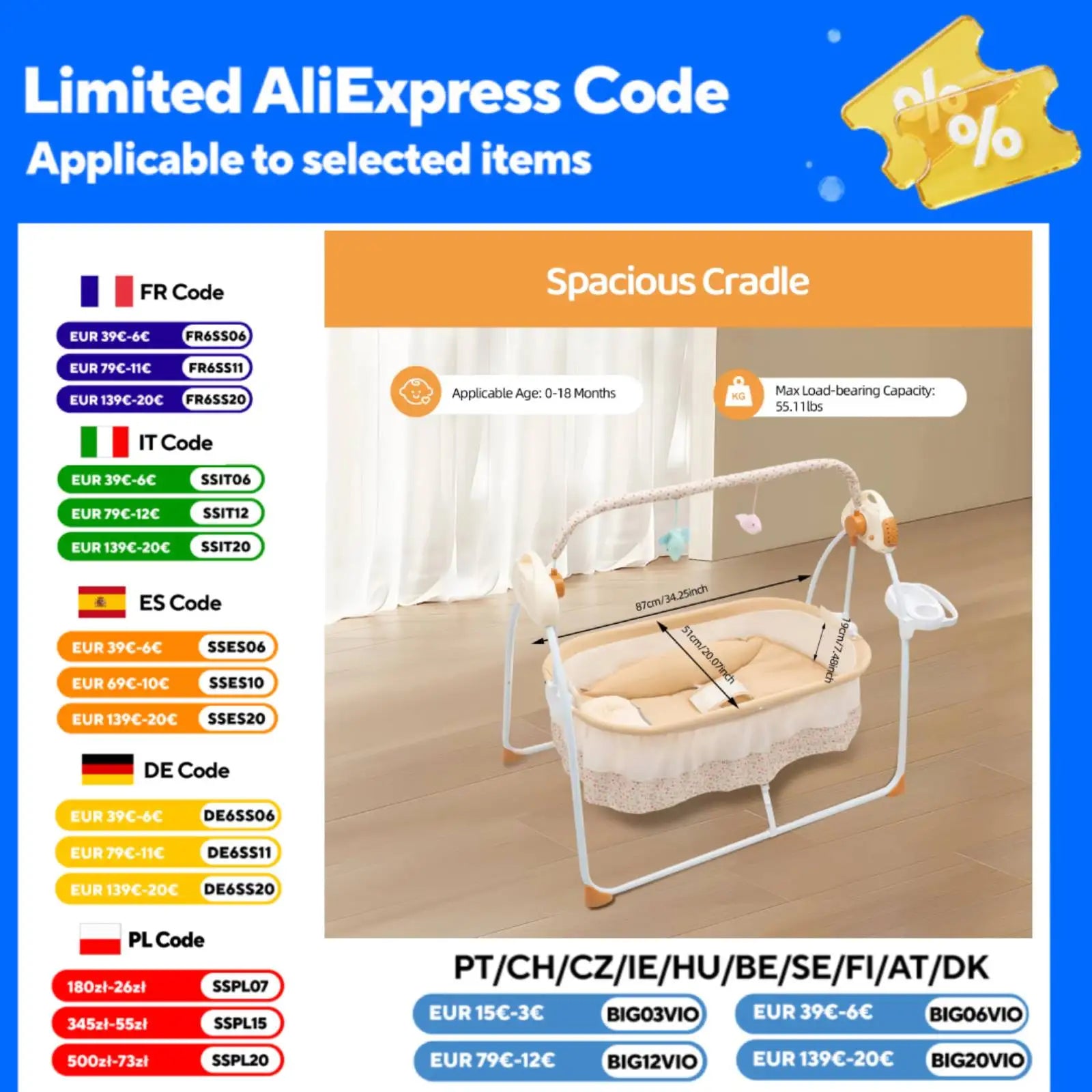 Electric Baby Crib Cradle