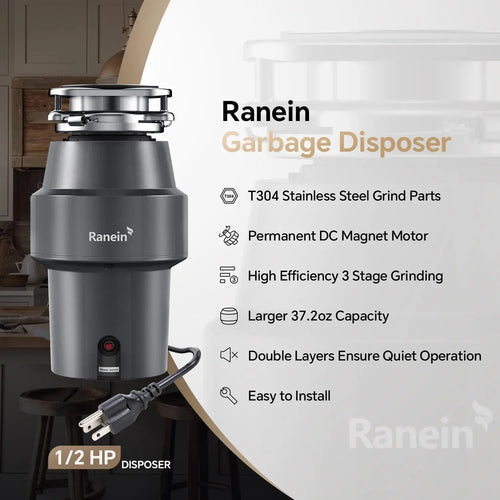 1/2 HP Garbage Disposal with Power Cord