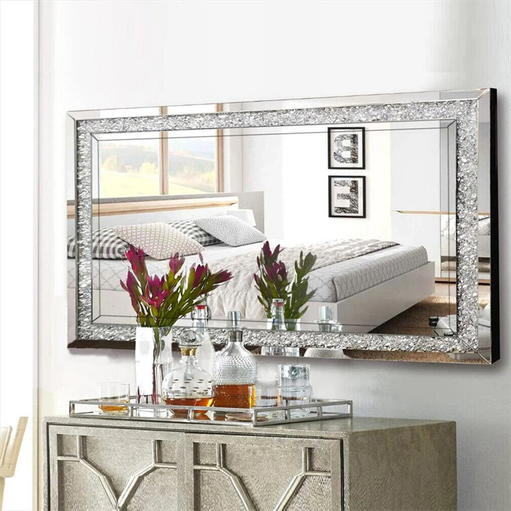 Rectangular Crystal Crush Diamond Wall Mirror