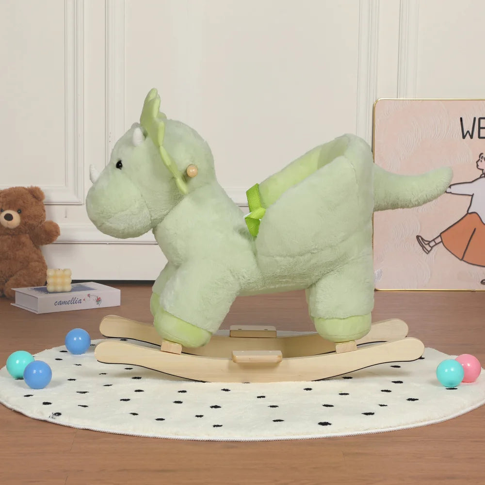 Kids Ride-On Rocking Horse Toy with Jingle Bells,Dinosaur Rocking Toy