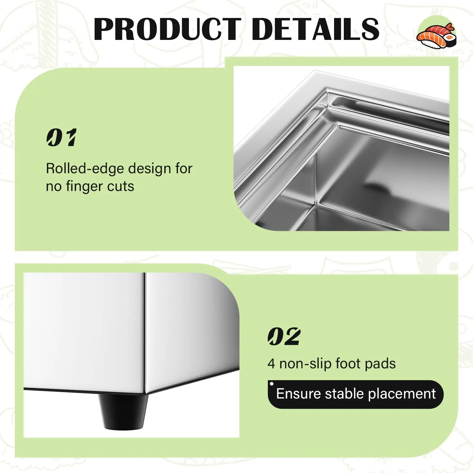 Ice Food Serving Display Tray with Clear Roll Top Cover