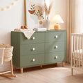 White Baby Dresser 6-Drawer Storage Dresser with Solid Wood Legs for Kids Bedroom Wide Chest Organizer for Baby Clothes Toys Nursery Essentials