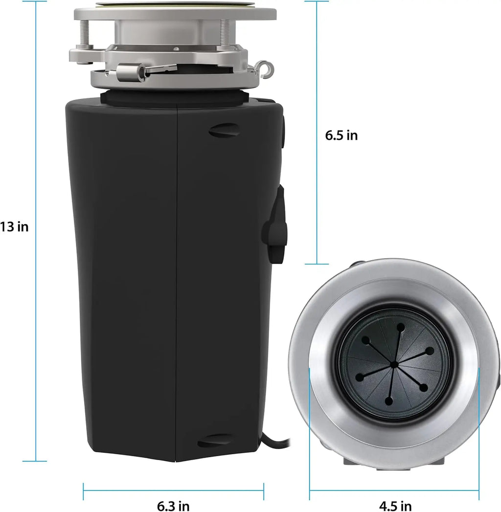 Powerful 1/2 HP Garbage Disposal System with Stainless Steel Components