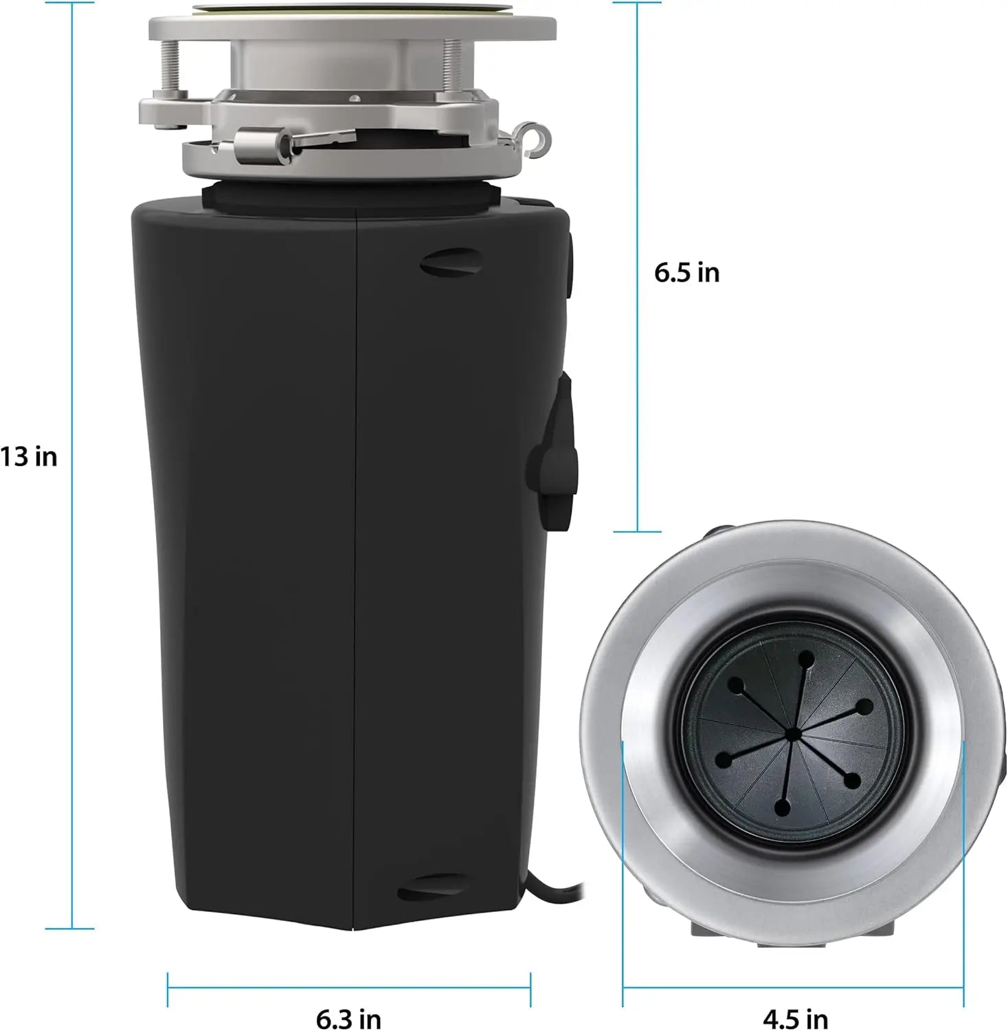 Powerful 1/2 HP Garbage Disposal System with Stainless Steel Components