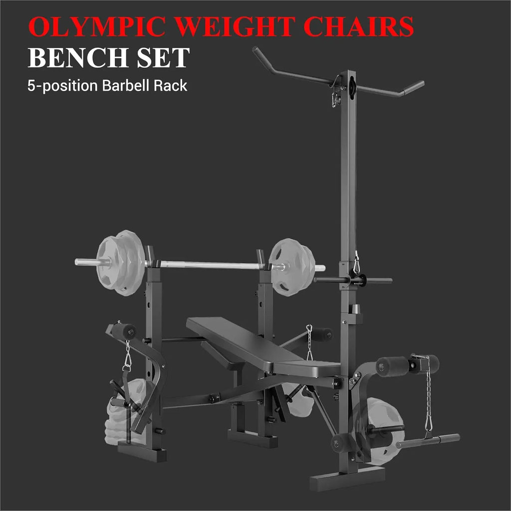 Weight Bench, Foldable Bench Press Set with Leg Extension