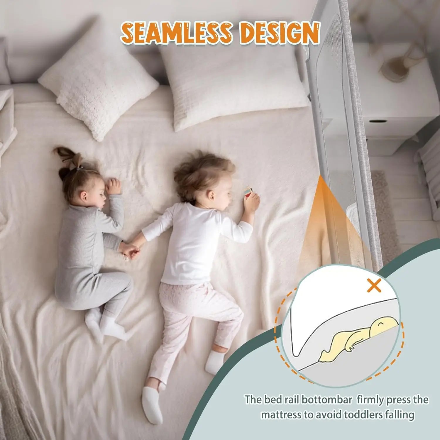 Bed with Safety Side Rails with Child Lock
