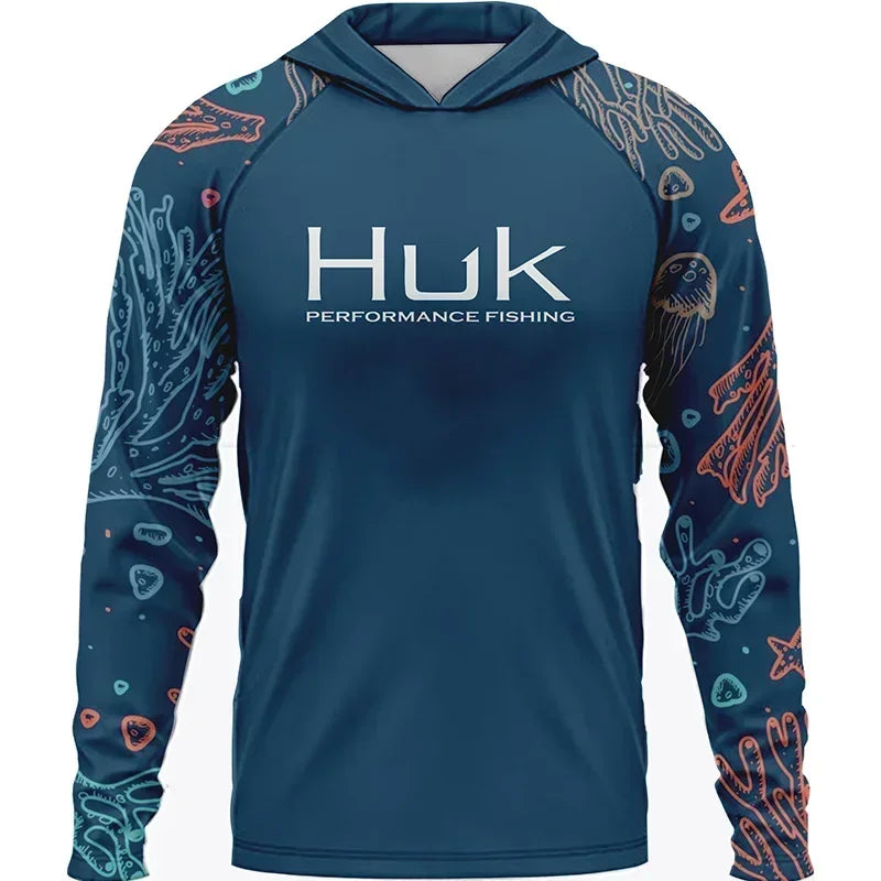 Summer Fishing Men Long Sleeve Hooded T-Shirt