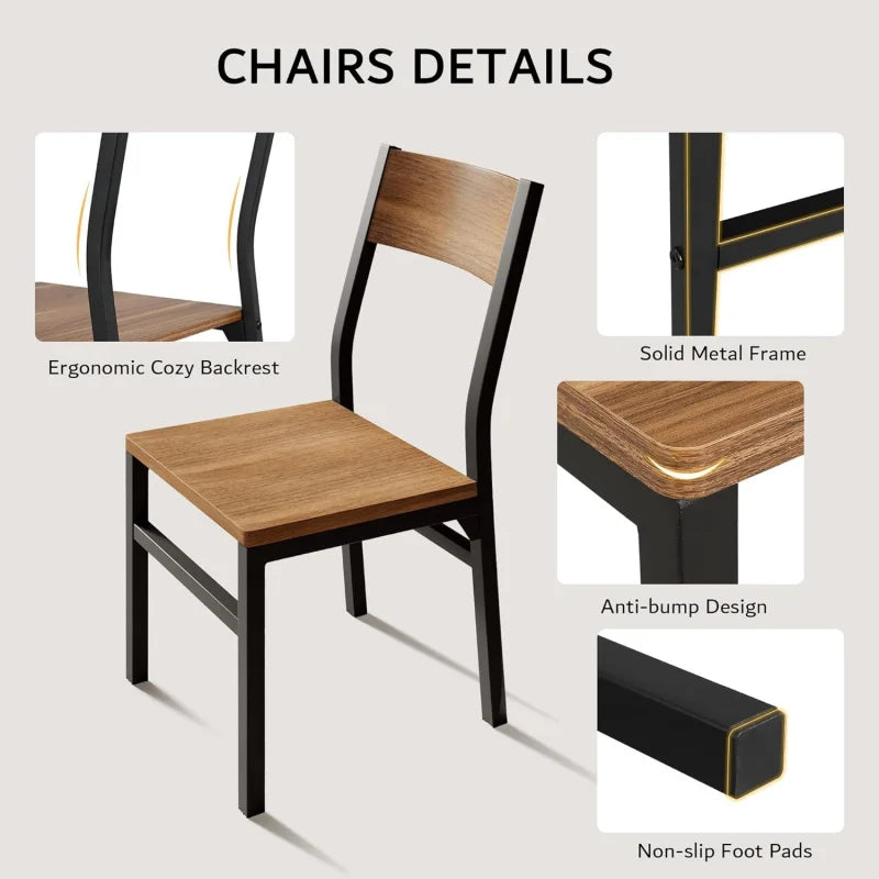 2026：-Piece 6 , 63 Extendable Kitchen Table & Chairs Set 4-6, Dining RoomTable with Sol
