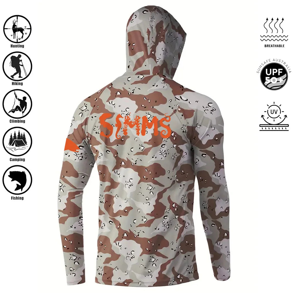 Men's camouflage hooded fishing shirt