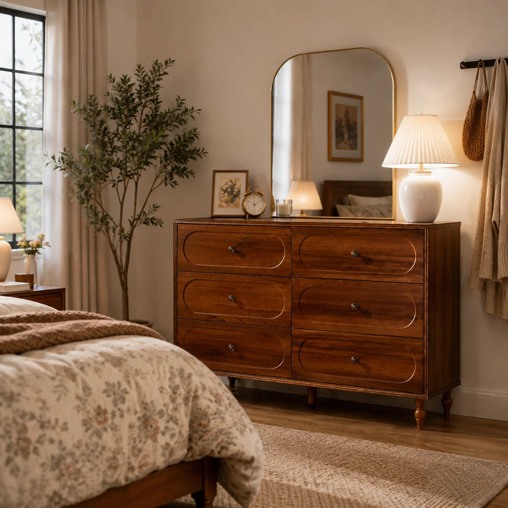 Stylish Mid-Century Modern 6-Drawer Dresser