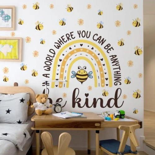 45.66 x 37 Inch Watercolor Wall Decals Large Boho Yellow Wall Sticker