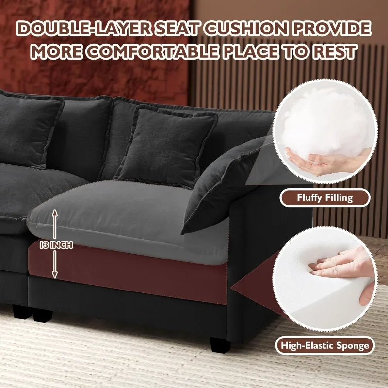 U-Shaped Modern Sofa with 2 Ottoman