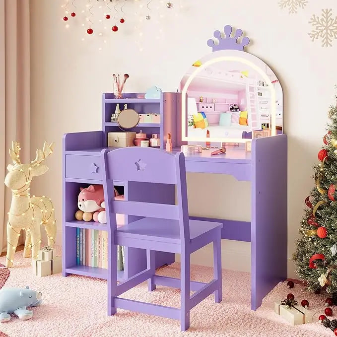 Kids Makeup Vanity Desk & Chair Set
