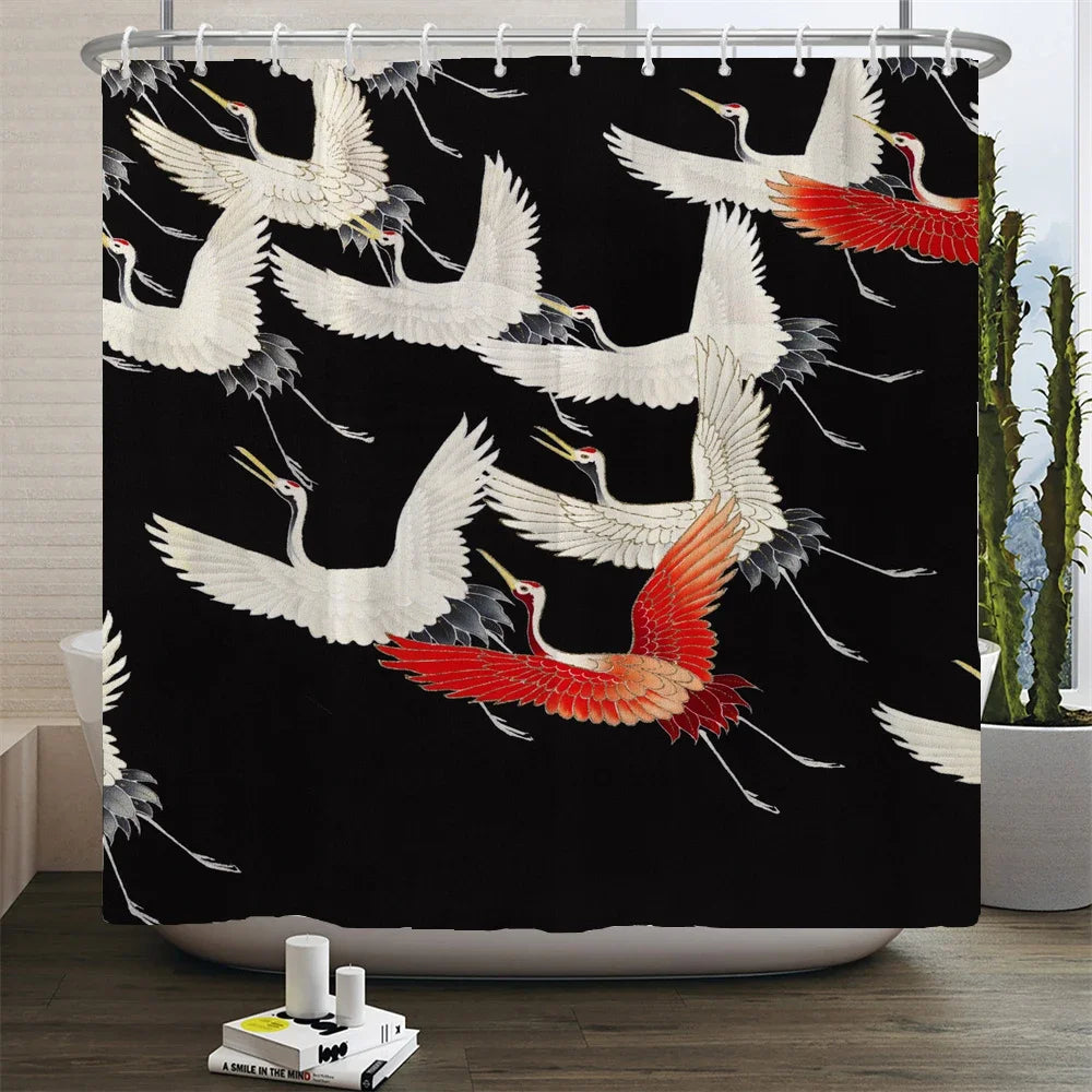 Chinese Style Flower and Birds Tree Shower Curtains