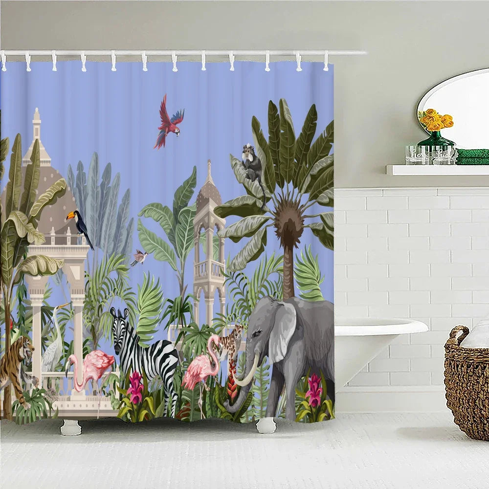 Chinese Style Flower and Birds Tree Shower Curtains