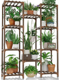 Large Wooden Plant Stand with 10 Shelves for Indoor Outdoor Decor