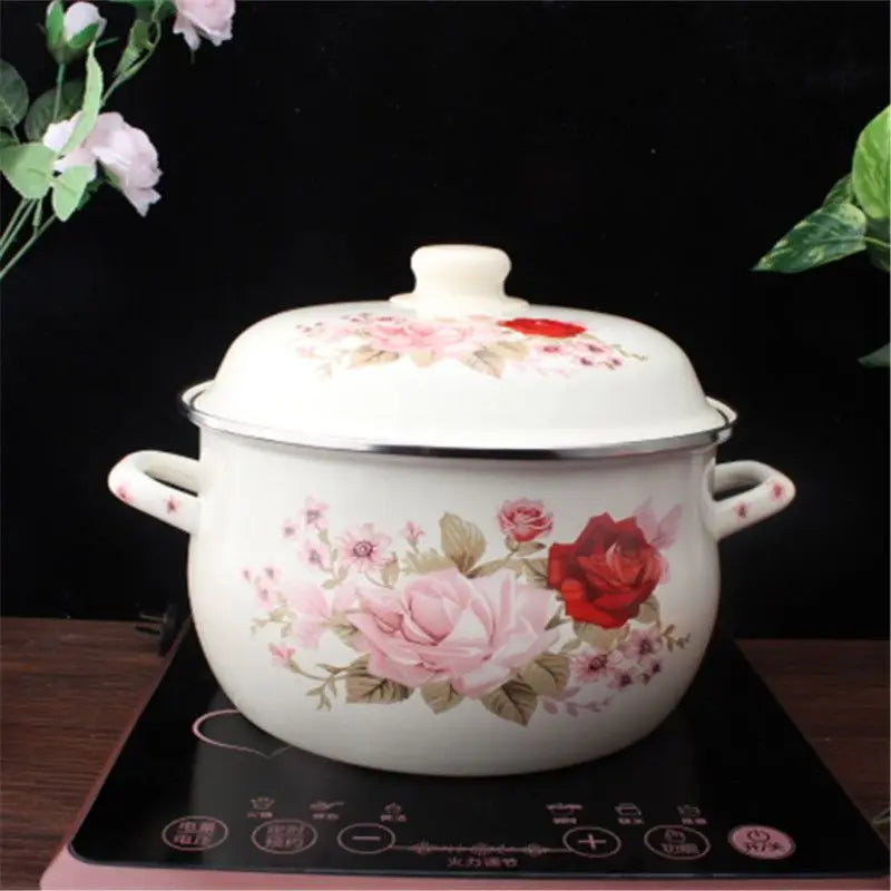 18cm/20cm/22cm/24cm Enameled Pot Thickened Saucepan Stewpot Kitchen Cookware