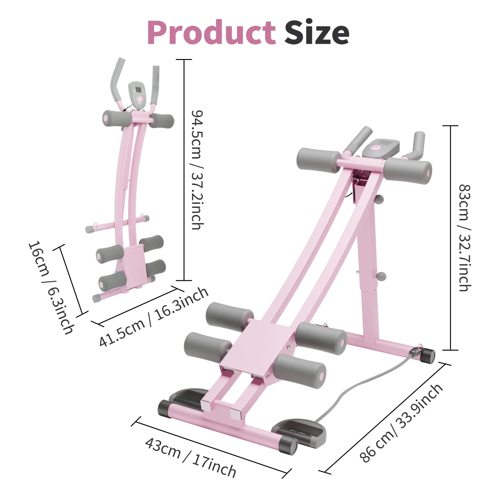 Abdominal Curling Exercise Machine Adjustable Dual Track Fitness Equipment Coaster Foldable Trainer Workout