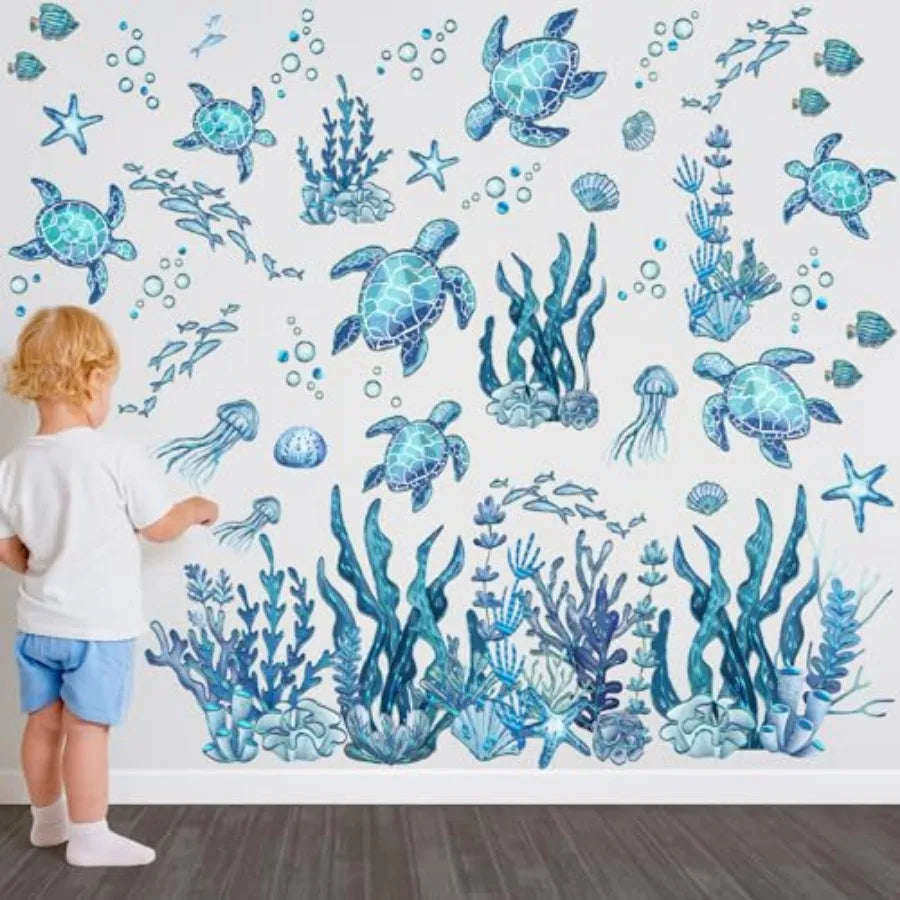 45.66 x 37 Inch Watercolor Wall Decals Large Boho Yellow Wall Sticker