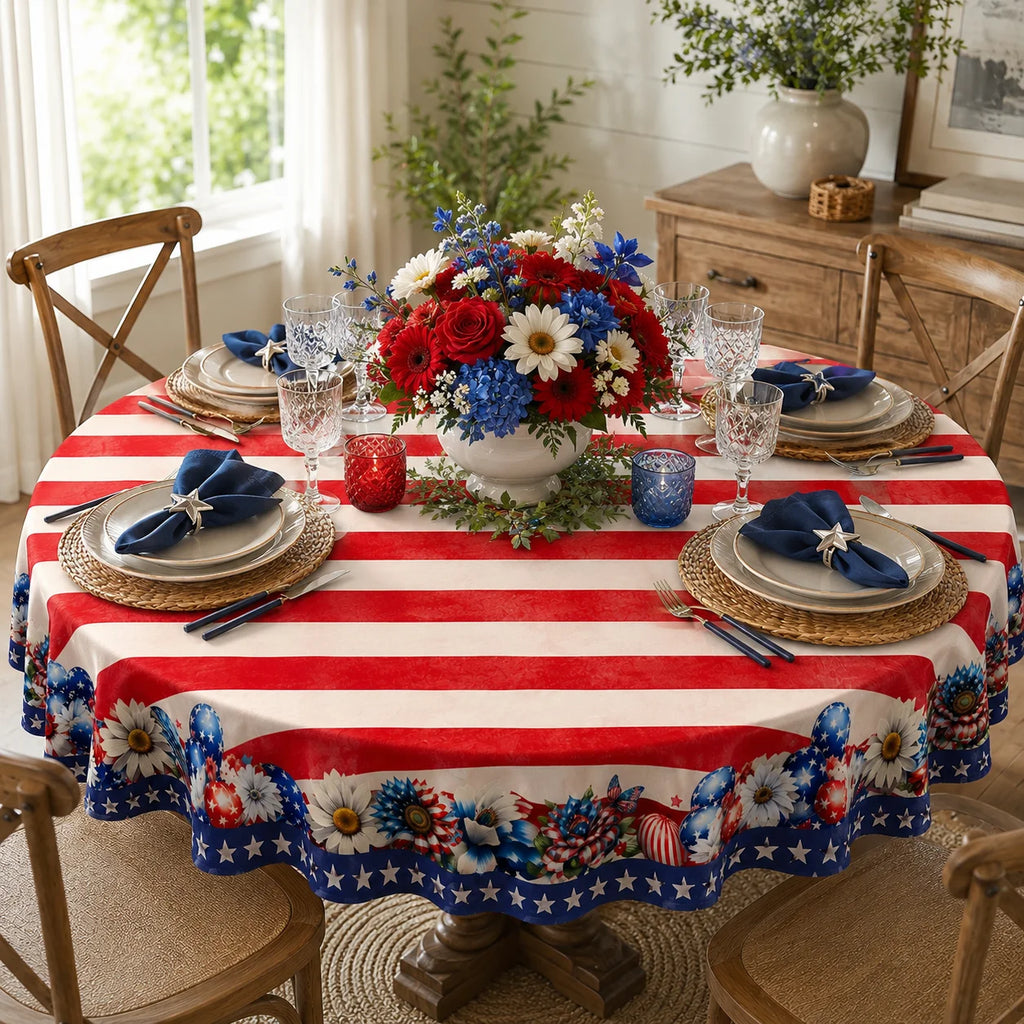 Round 4th of July Tablecloth