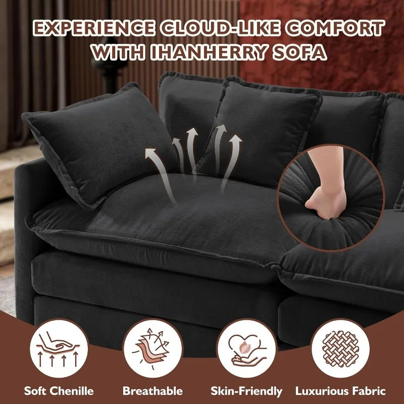 U-Shaped Modern Sofa with 2 Ottoman