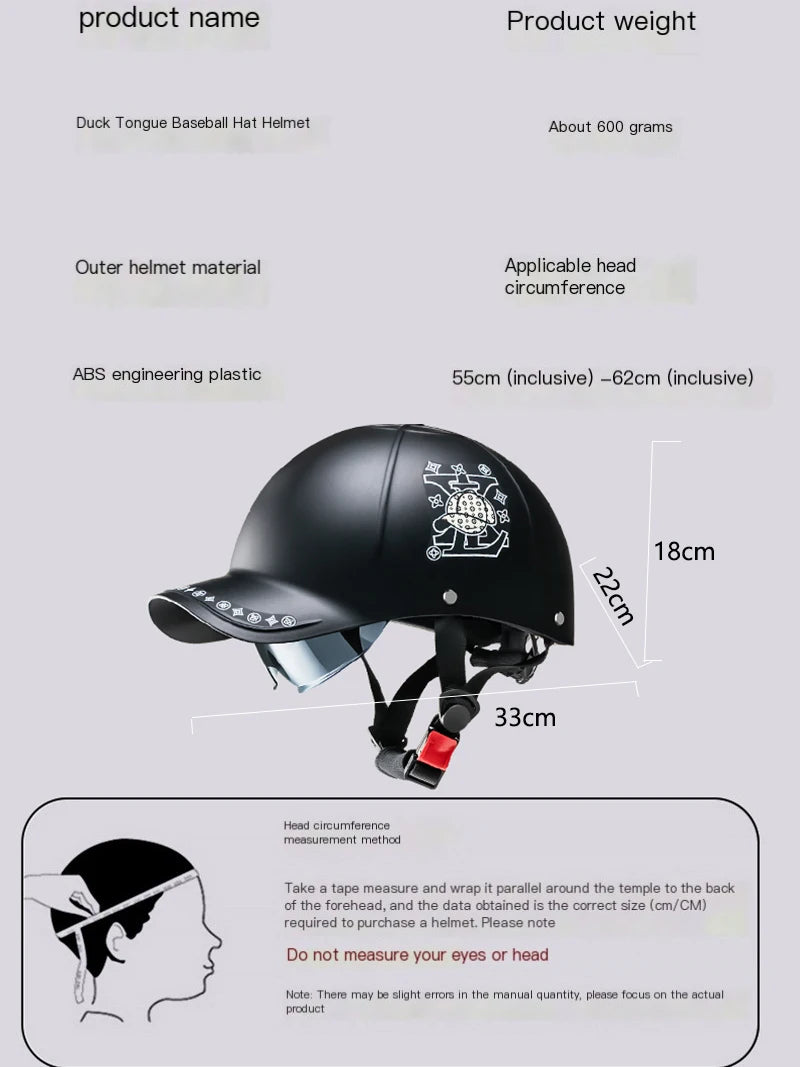 Unisex Baseball-Cap Style Helmet