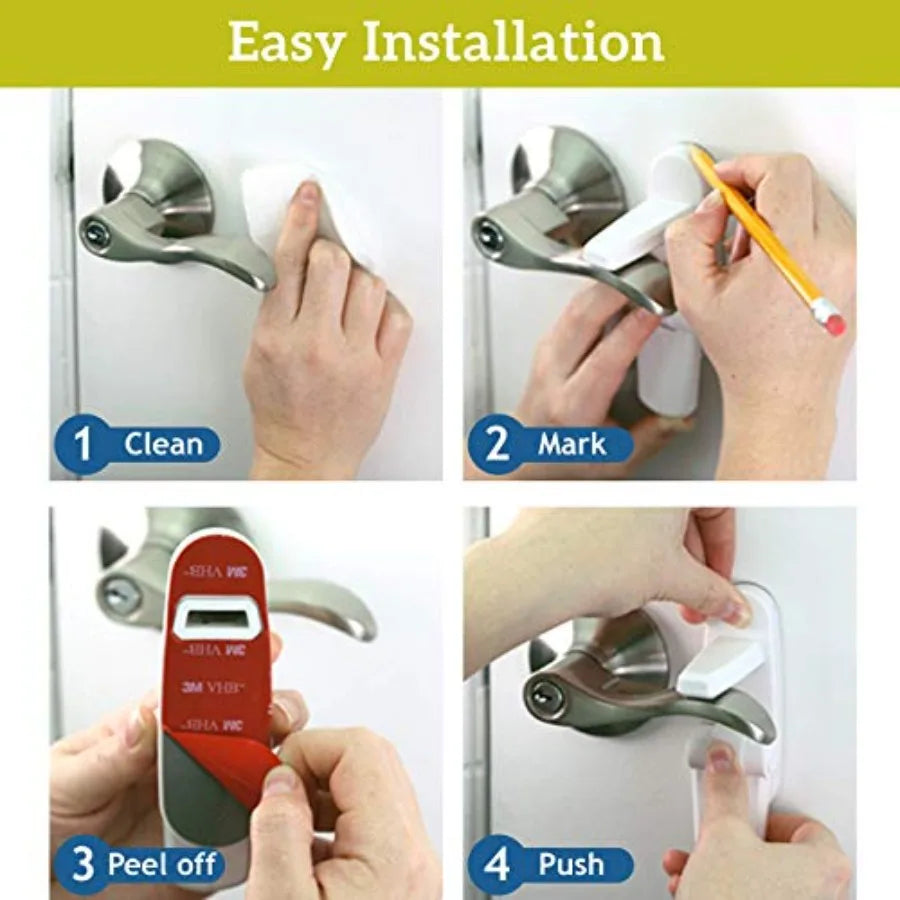 Door Lever Lock 6 Pack Baby Proof Doors Easy One Hand Operation for Adults Durable ABS with 3M Adhesive No Tools Needed