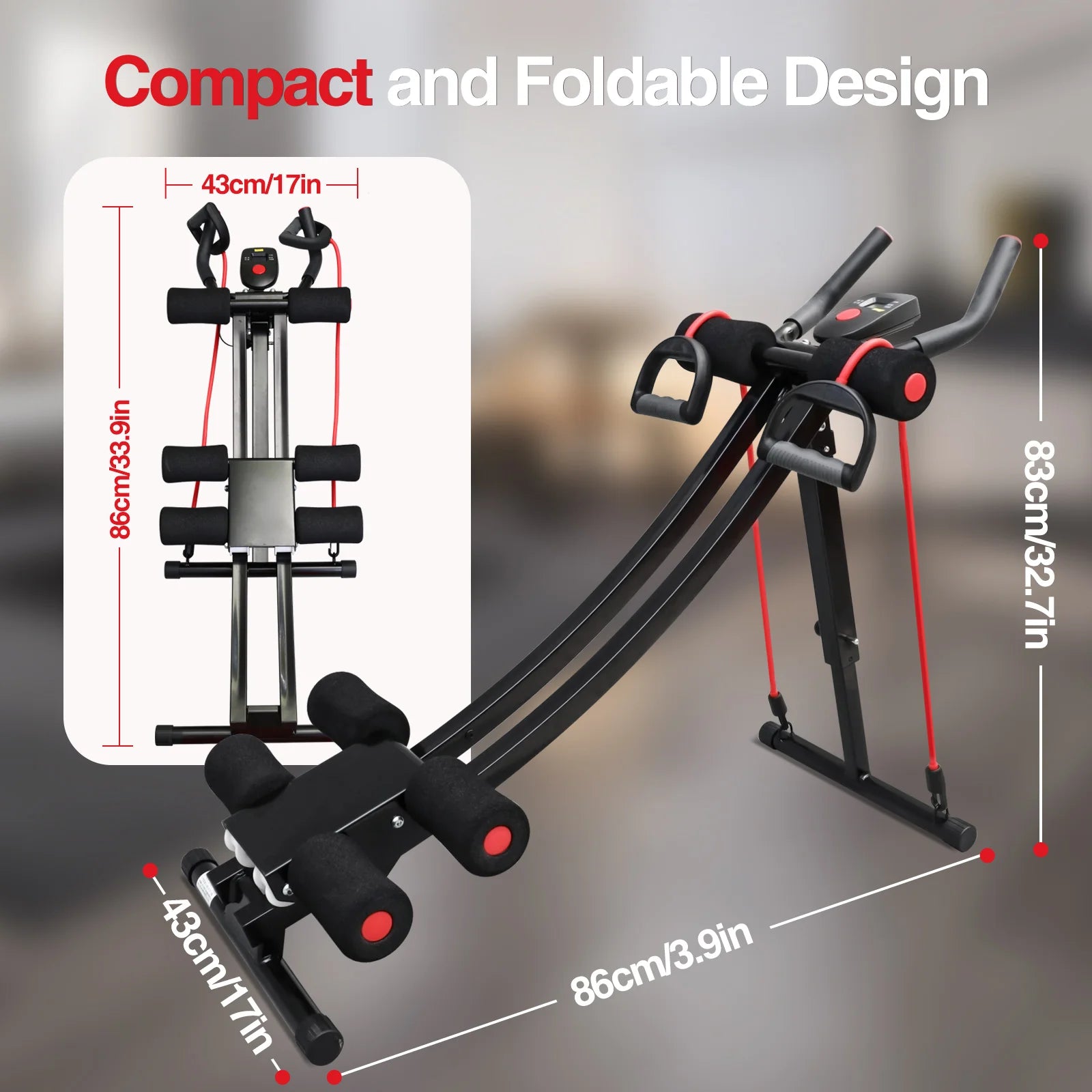 Abdominal Curling Exercise Machine Adjustable Dual Track Fitness Equipment Coaster Foldable Trainer Workout