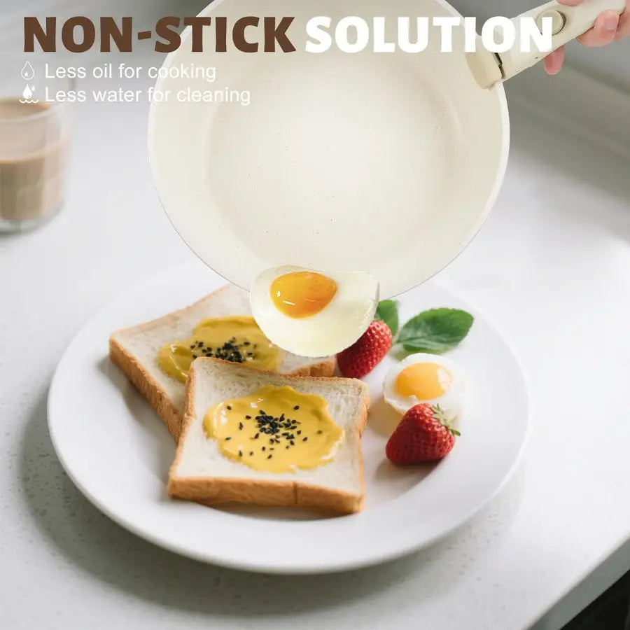 10 pcs Pots and Pan Set Non Stick with Detachable Handle, Ceramic Cookware Set