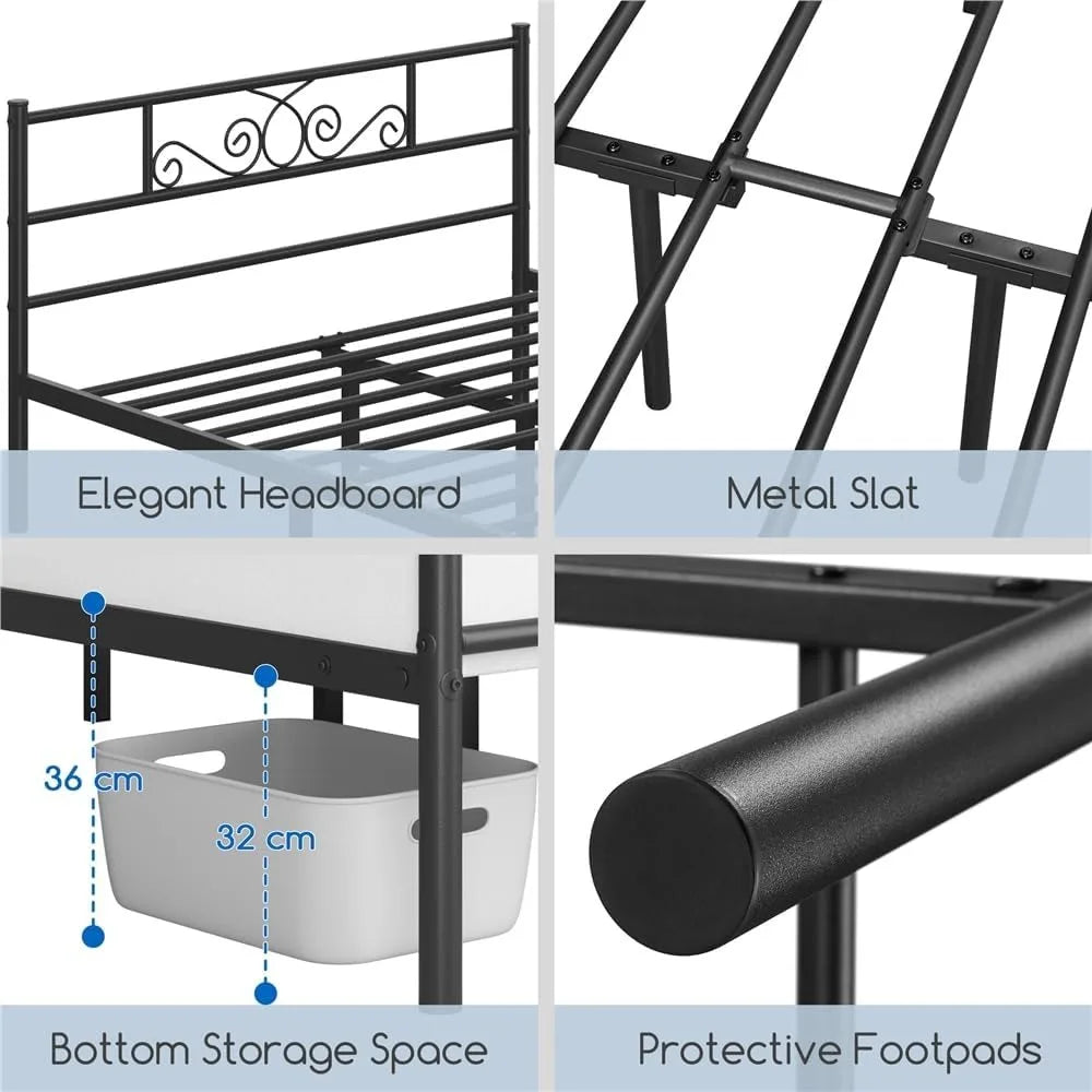 Queen Bed Frame with Metal Platform Bed with Headboard Footboard for Bedroom