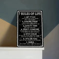 Men's 7 Rules of Life Metal Tin Sign