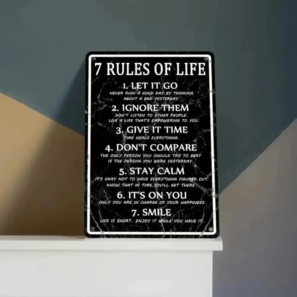 Men's 7 Rules of Life Metal Tin Sign