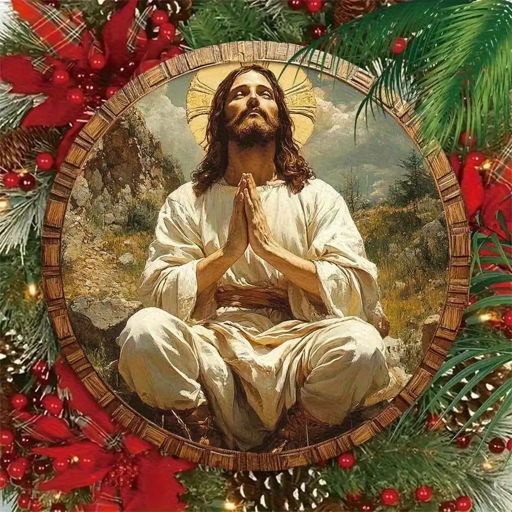 Jesus Prayer Religious Wall Art - Faux Wood Classic Christian Home Decor