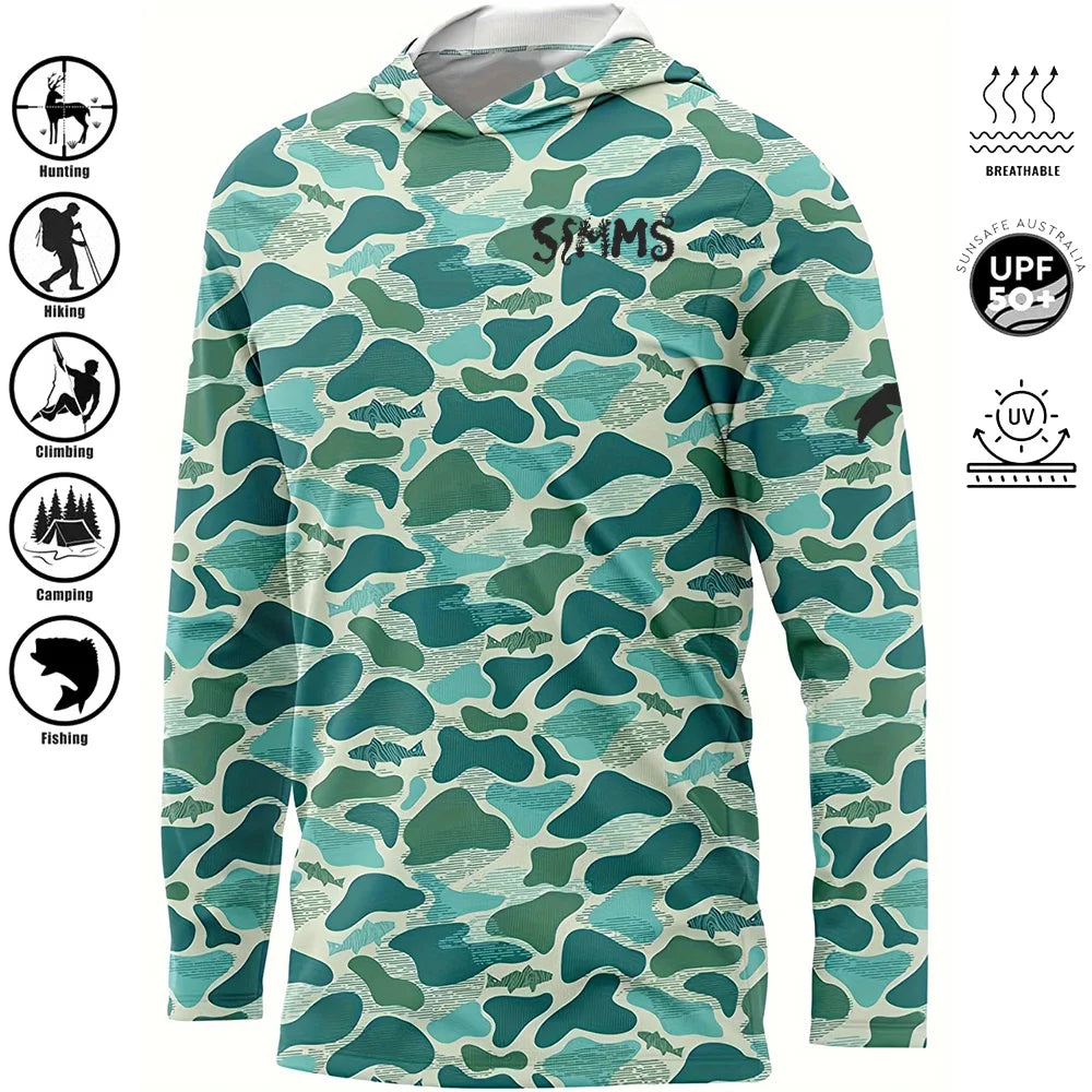 Men's camouflage hooded fishing shirt