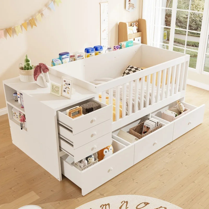 Convertible Crib to Changing Table with safety rails