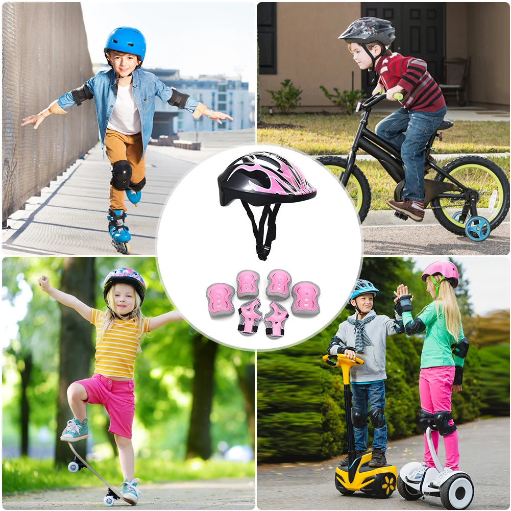 Cycling Children Helmet with Protective Gear Set