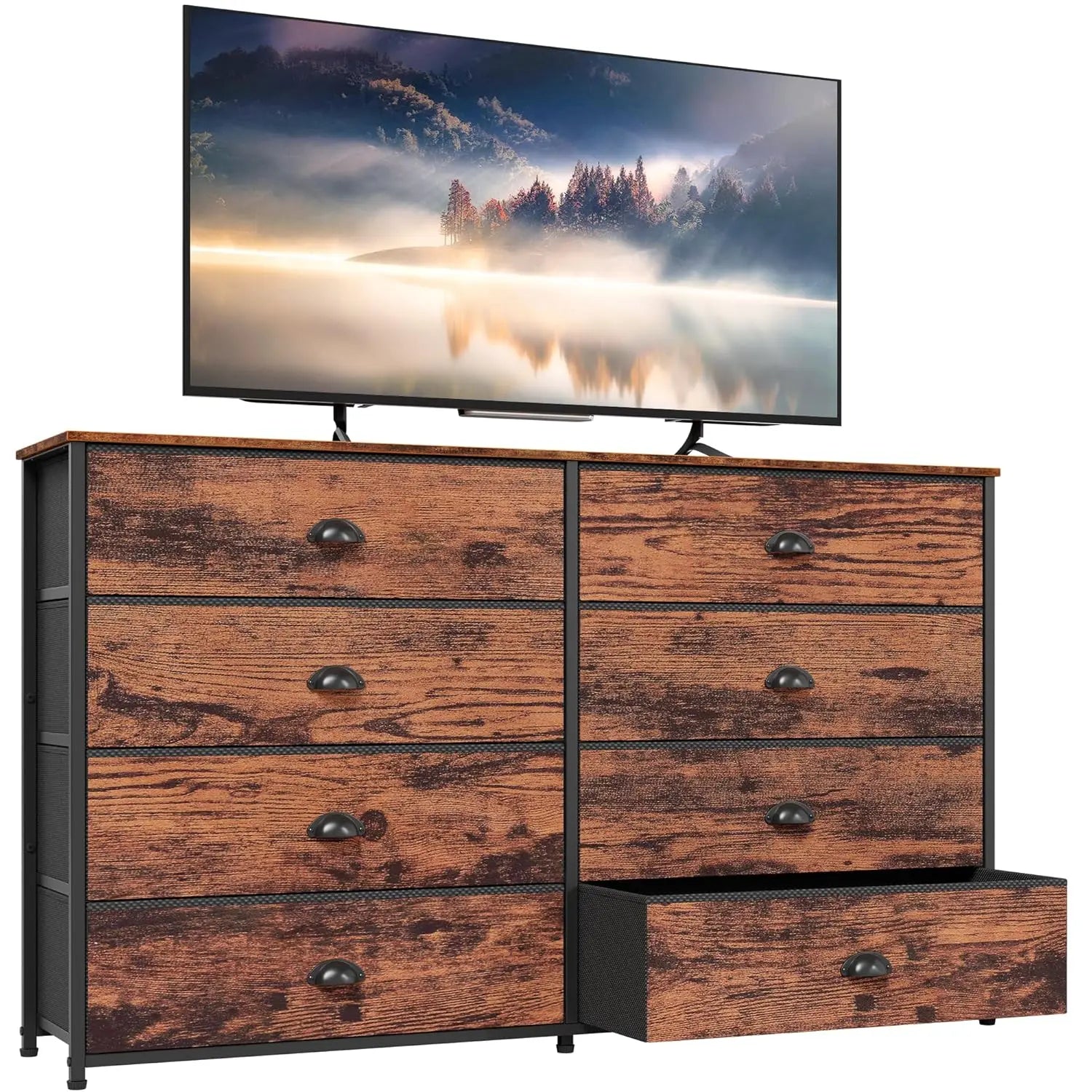 Wide Dresser with 8 Fabric Drawers
