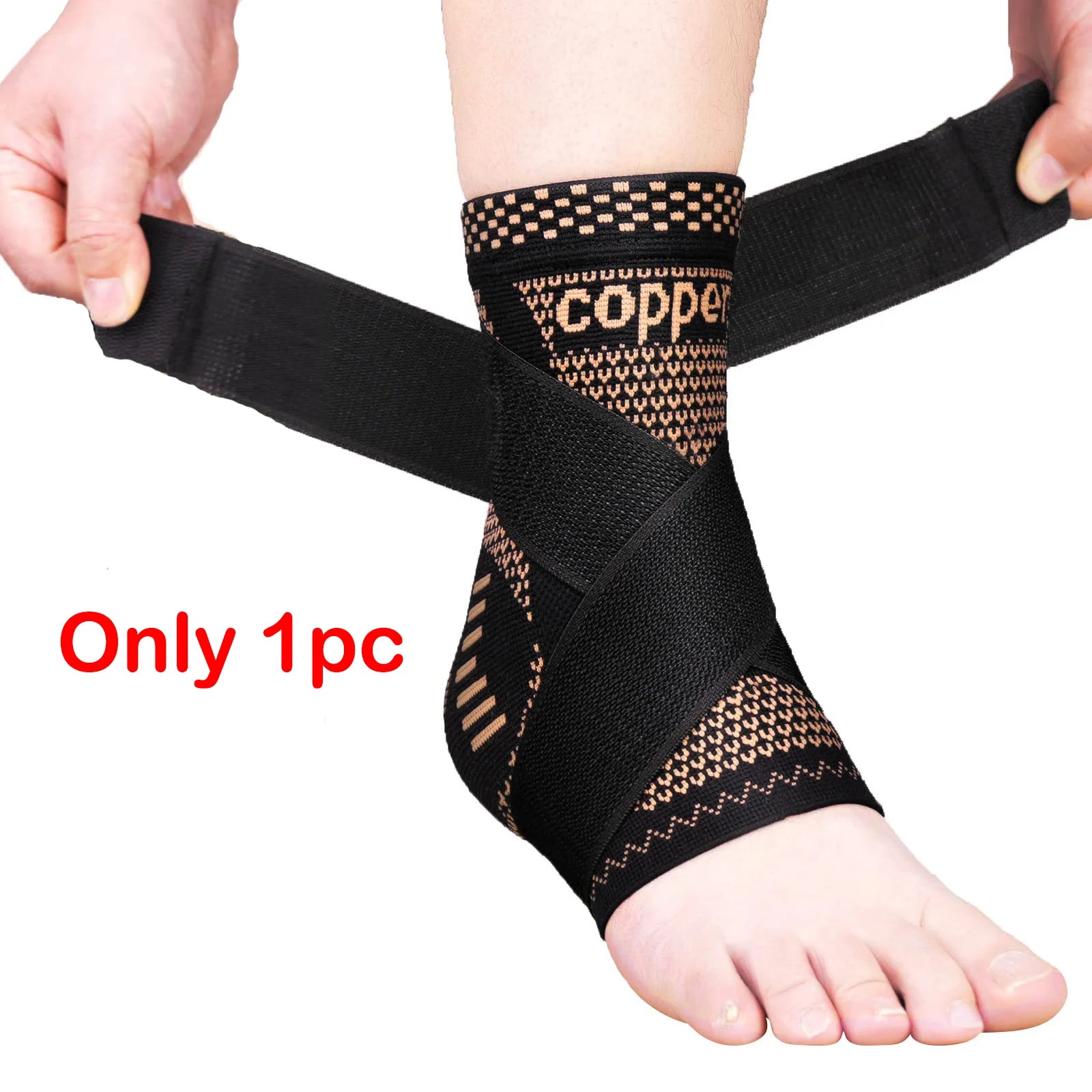 1Pc Ankle Brace for Women and Men, Ankle Compression Sleeve Support Copper Infused Ankle Brace, Support Heel Brace for Football