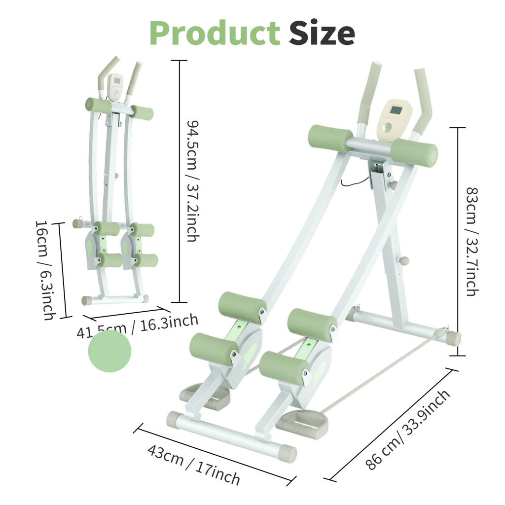 Abdominal Curling Exercise Machine Adjustable Dual Track Fitness Equipment Coaster Foldable Trainer Workout