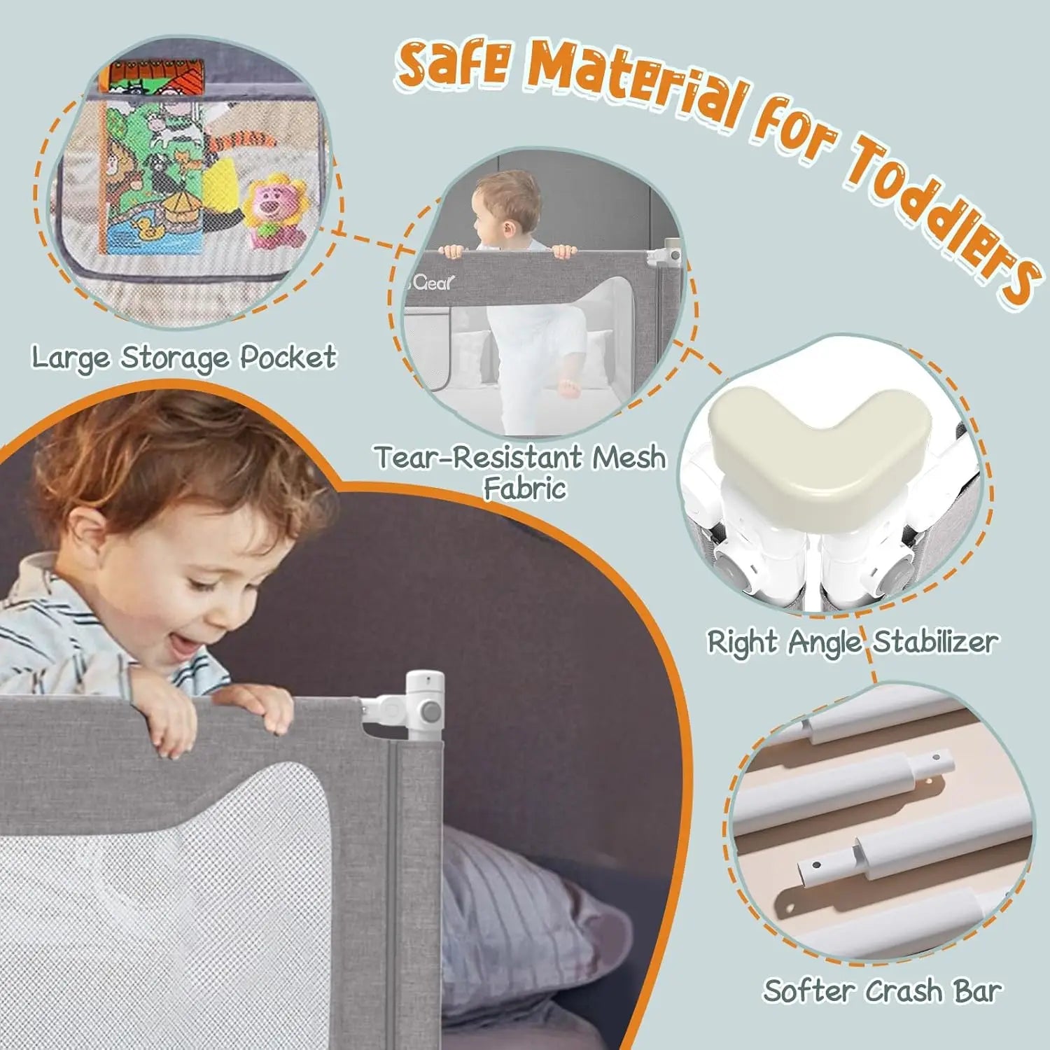 Bed with Safety Side Rails with Child Lock