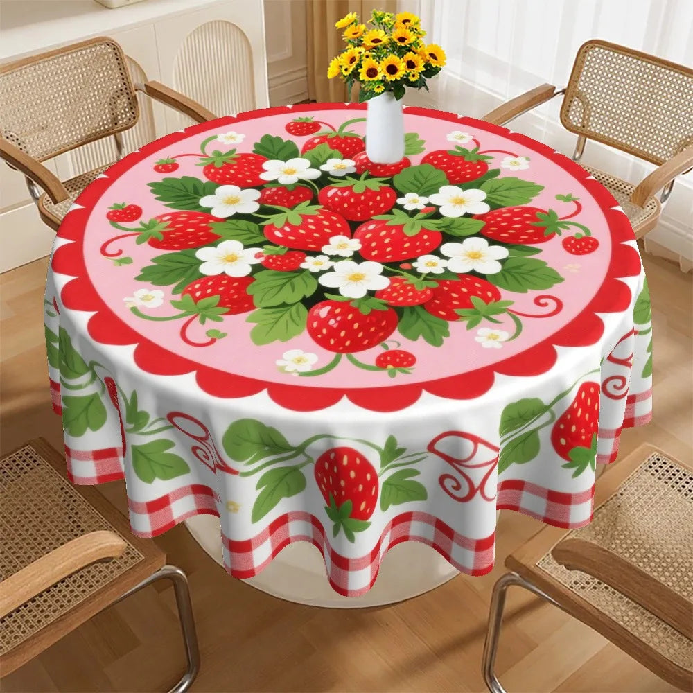 Round Strawberry Tablecloth