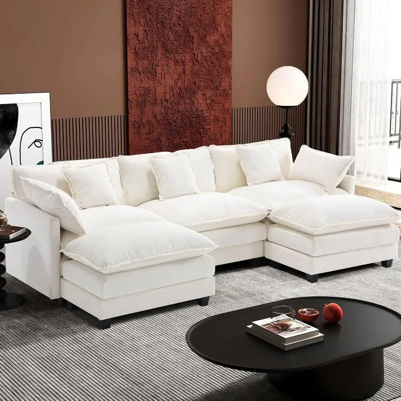 U-Shaped Modern Sofa with 2 Ottoman