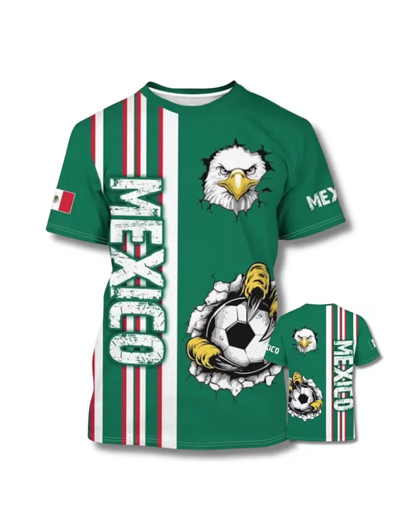 Men's Casual T-Shirt With Mexican Flag Style
