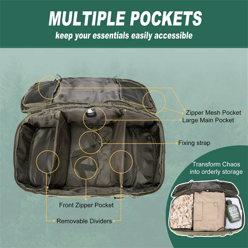 Large Duffel Hiking and Camping Travel Bags