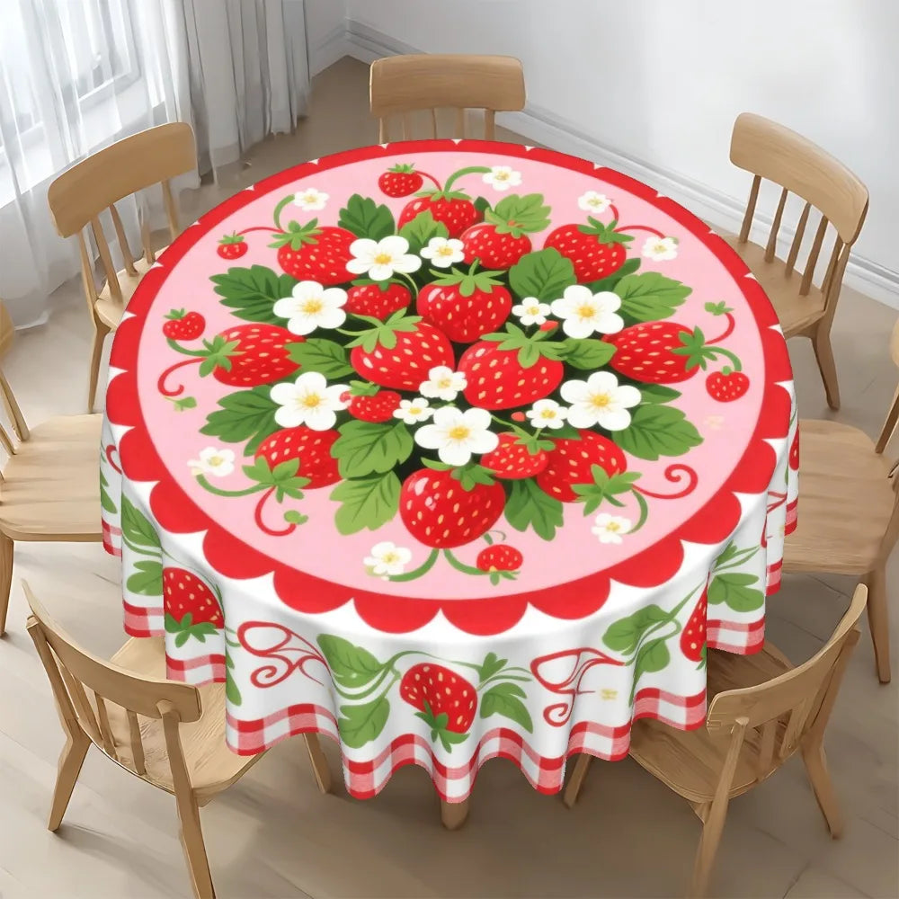 Round Strawberry Tablecloth