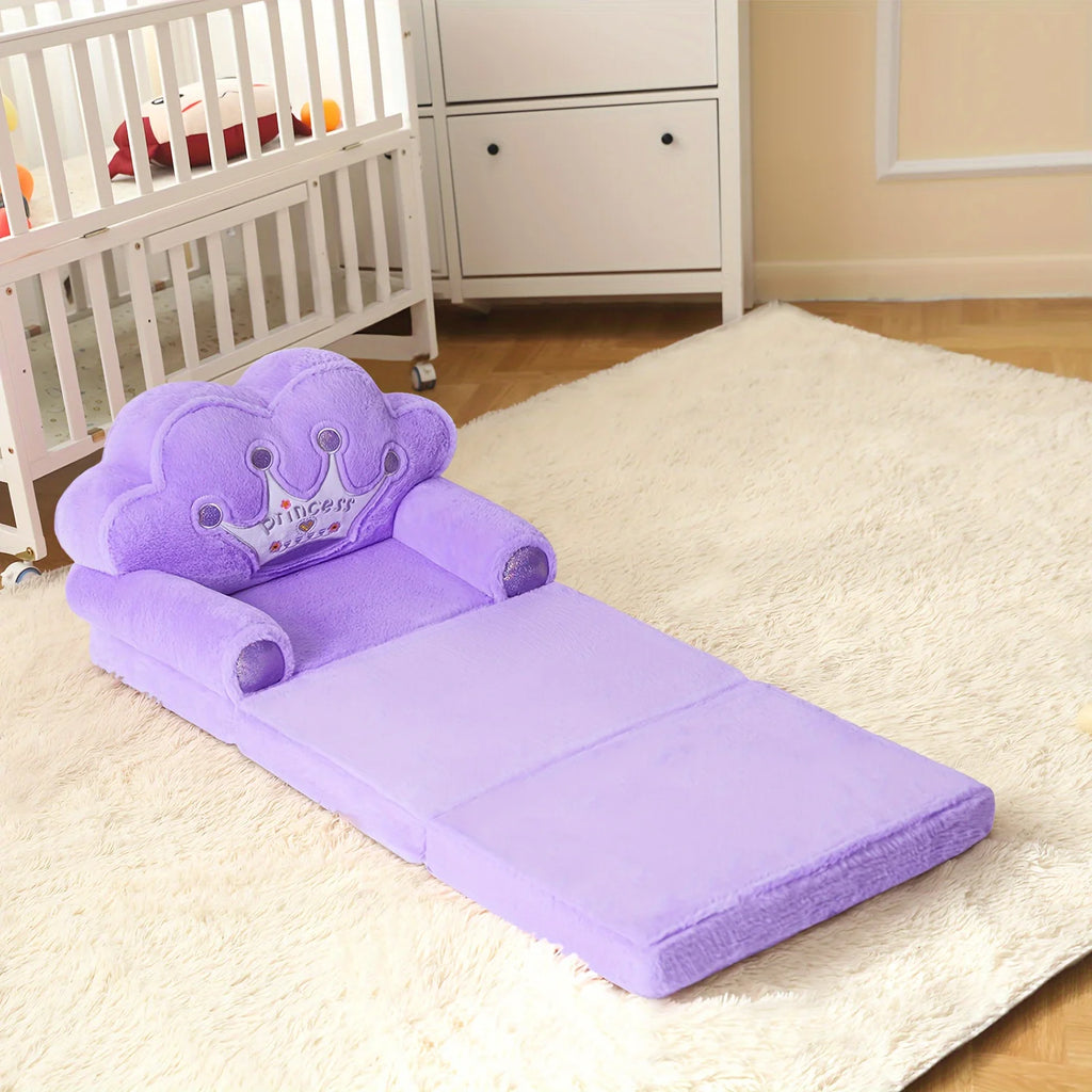 Kids Foldable Sofa & Pillow, Soft Plush